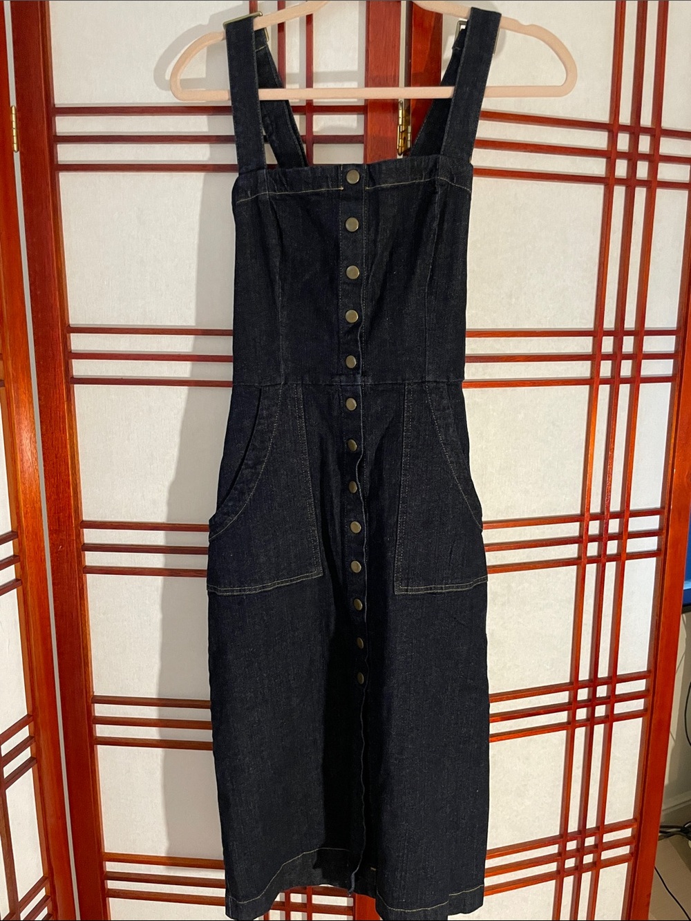 Reformation Windfield denim Button-Front dark wash dress size M
